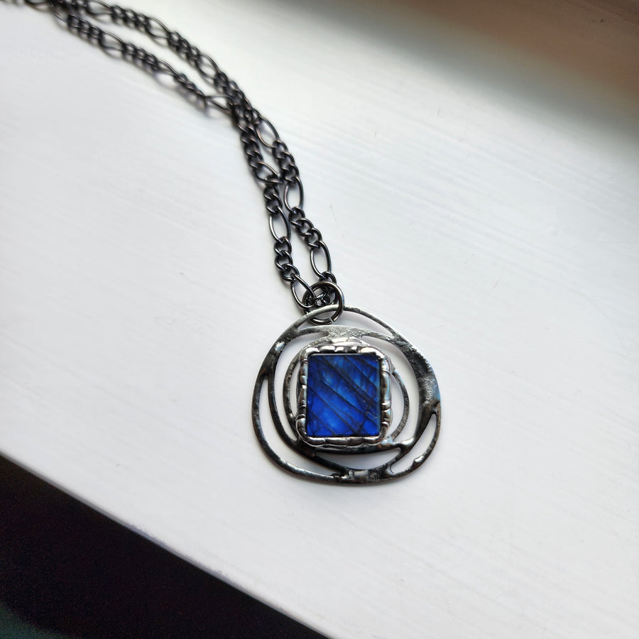 Blue Labradorite Pendant Necklace, Artisan Made Jewelry