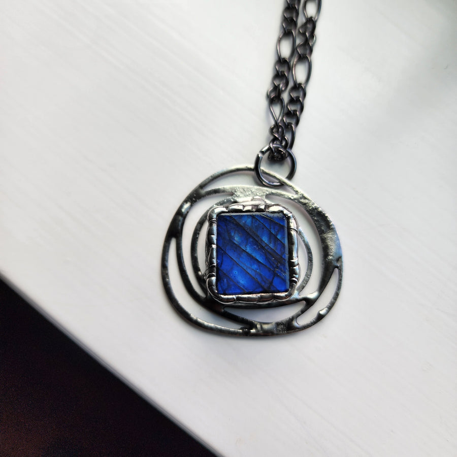 Blue Labradorite Pendant Necklace, Artisan Made Jewelry - SOLD
