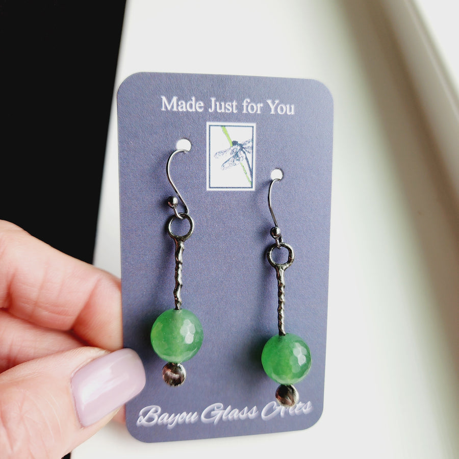 Faceted Green Aventurine Earrings