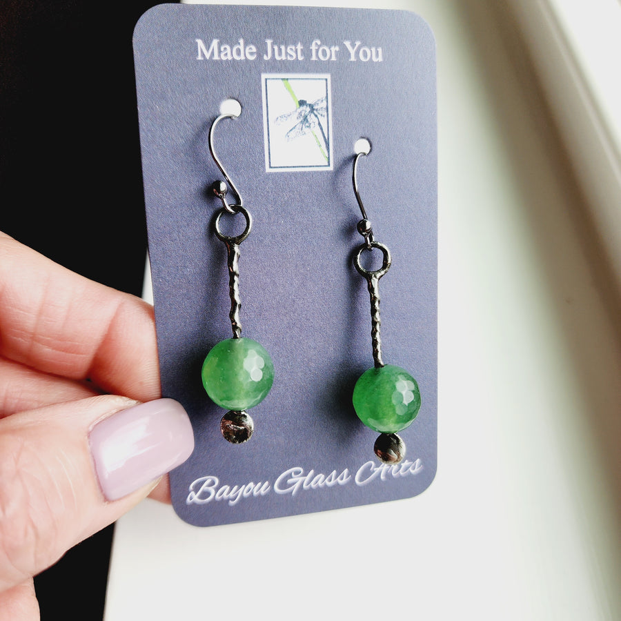 Faceted Green Aventurine Earrings