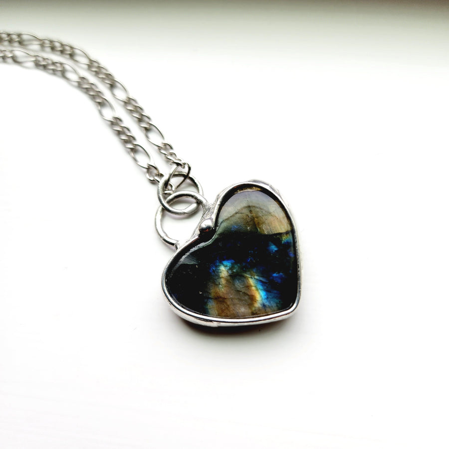 Labradorite Heart Pendant Necklace - SOLD