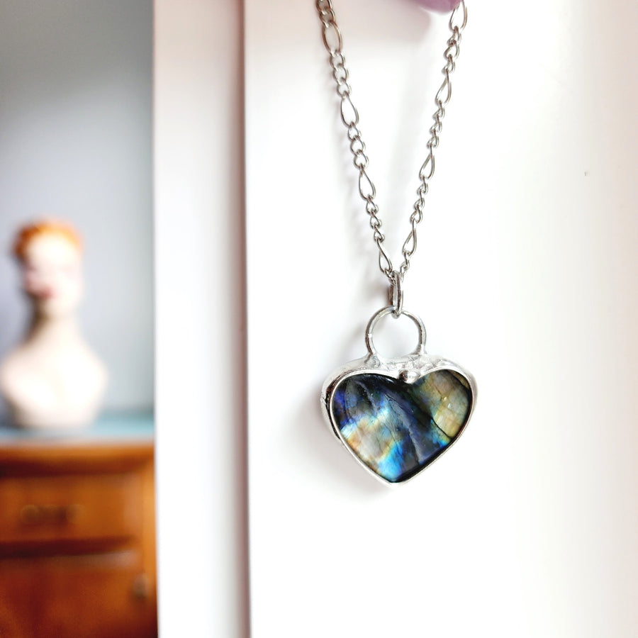 Labradorite Heart Pendant Necklace - SOLD