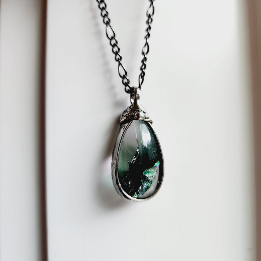 Polished Quartz Necklace, Fractured Dyed, Unique Gemstone - SOLD
