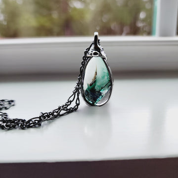Polished Quartz Necklace, Fractured Dyed, Unique Gemstone - SOLD