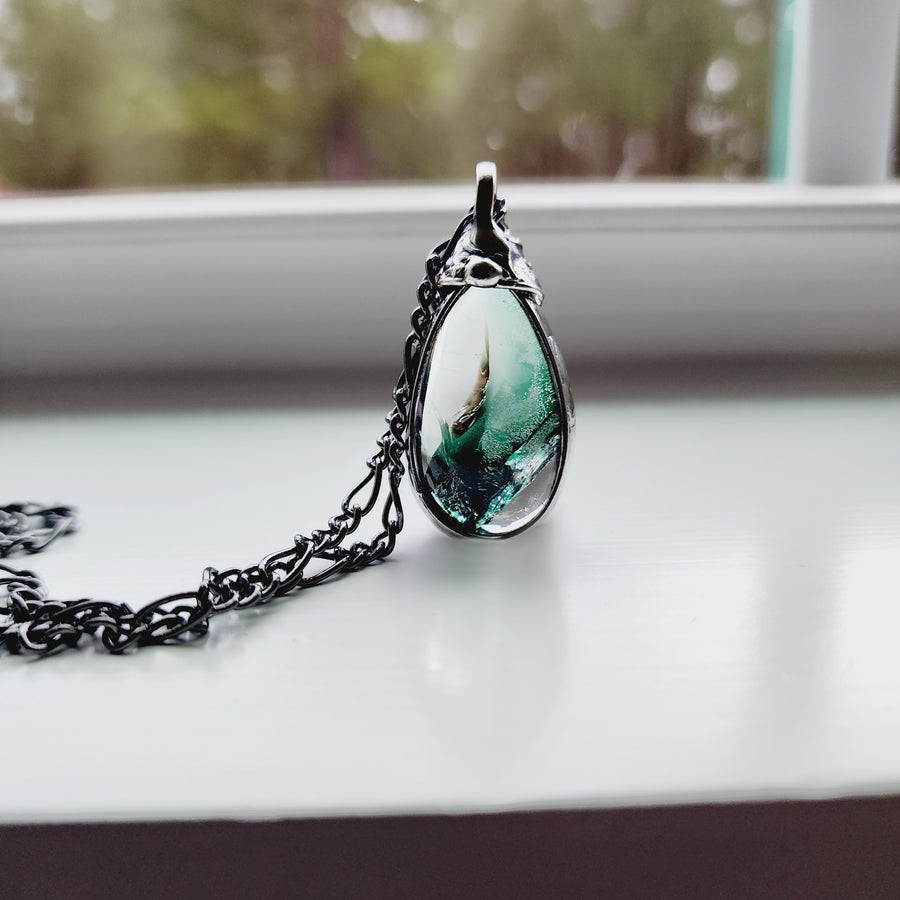 Polished Quartz Necklace, Fractured Dyed, Unique Gemstone - SOLD