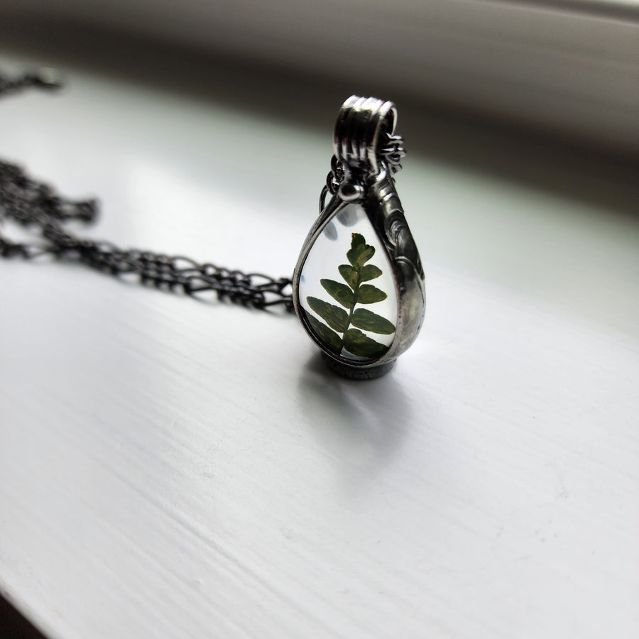 Terrarium Jewelry, Real Fern in Glass Pendant