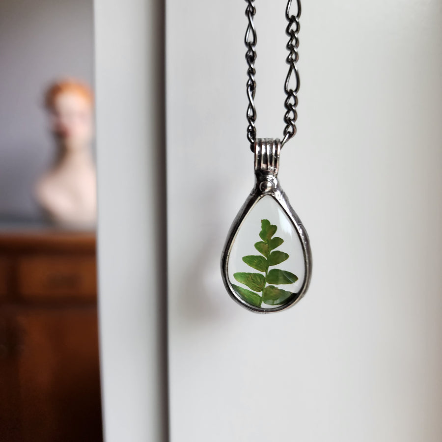 Terrarium Jewelry, Real Fern in Glass Pendant