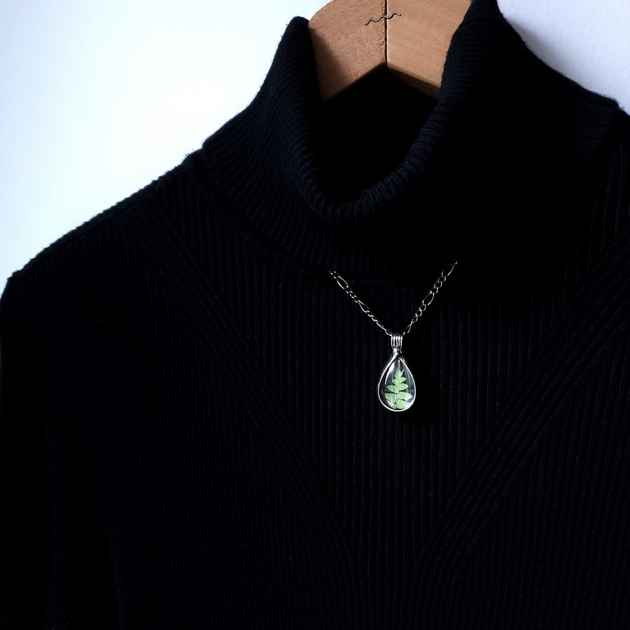 Terrarium Jewelry, Real Fern in Glass Pendant