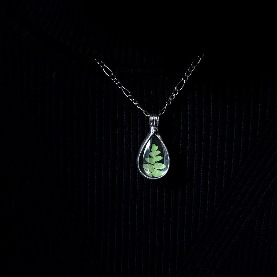 Terrarium Jewelry, Real Fern in Glass Pendant