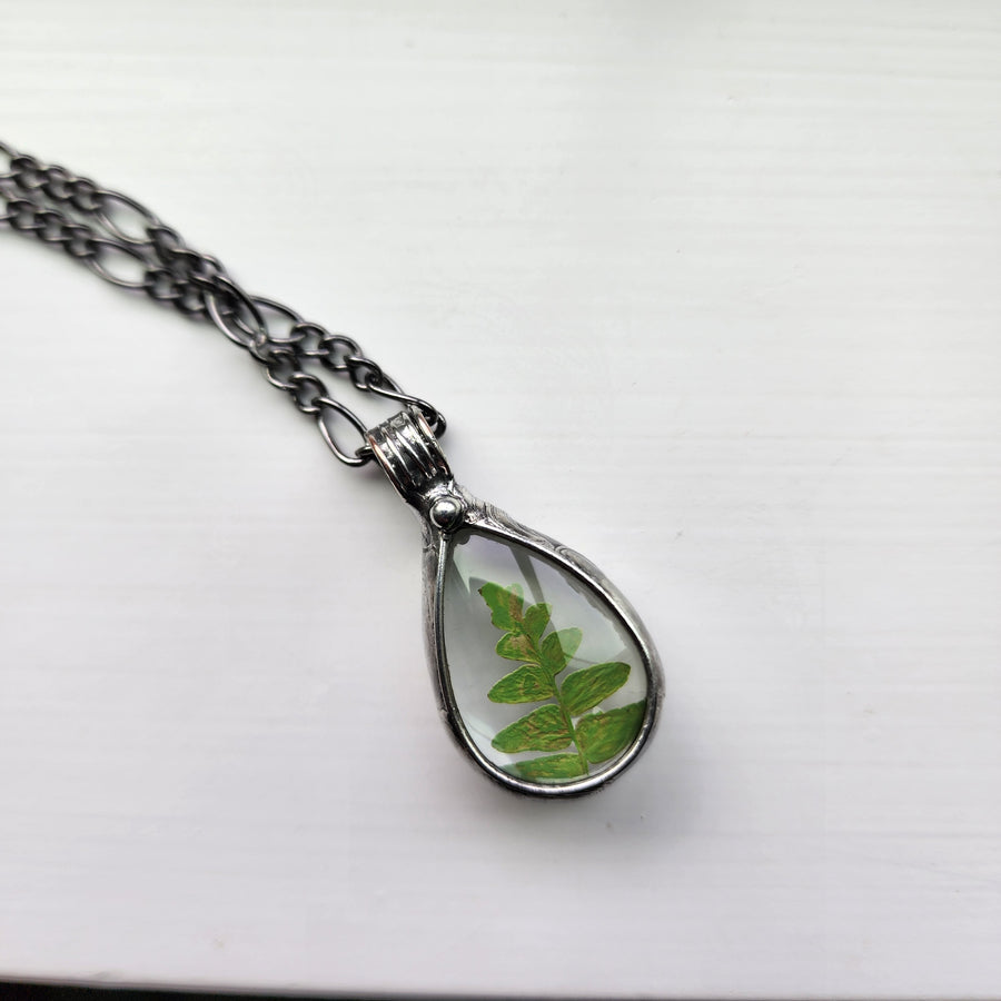 Terrarium Jewelry, Real Fern in Glass Pendant