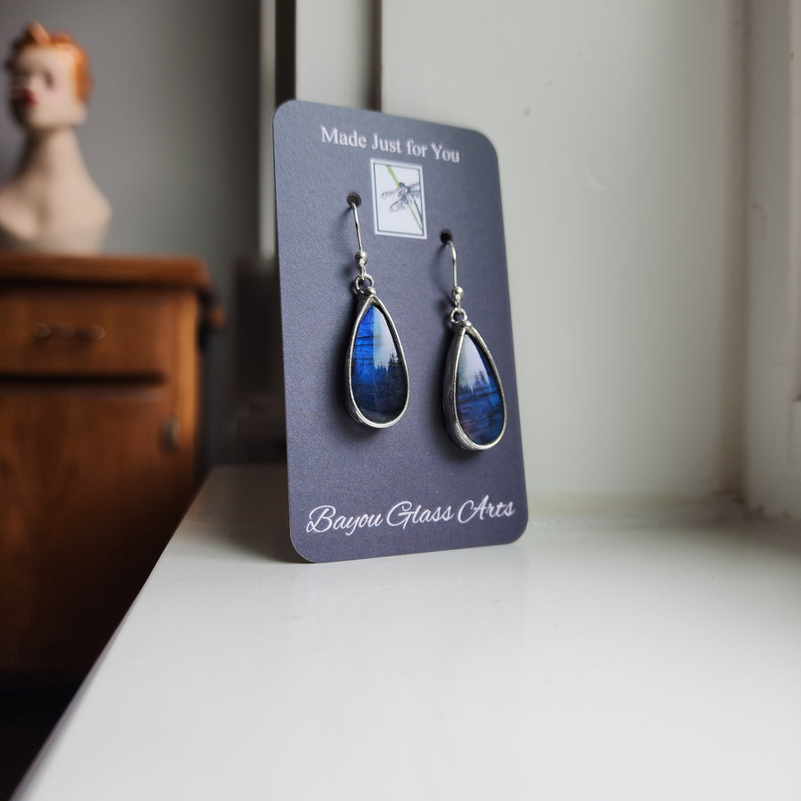 Cobalt Blue Labradorite Earrings - SOLD