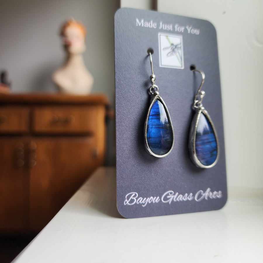Cobalt Blue Labradorite Earrings - SOLD