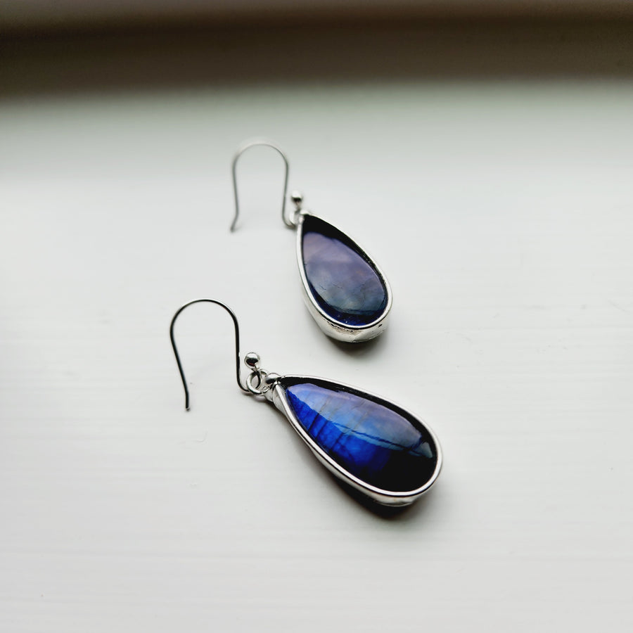 Cobalt Blue Labradorite Earrings - SOLD