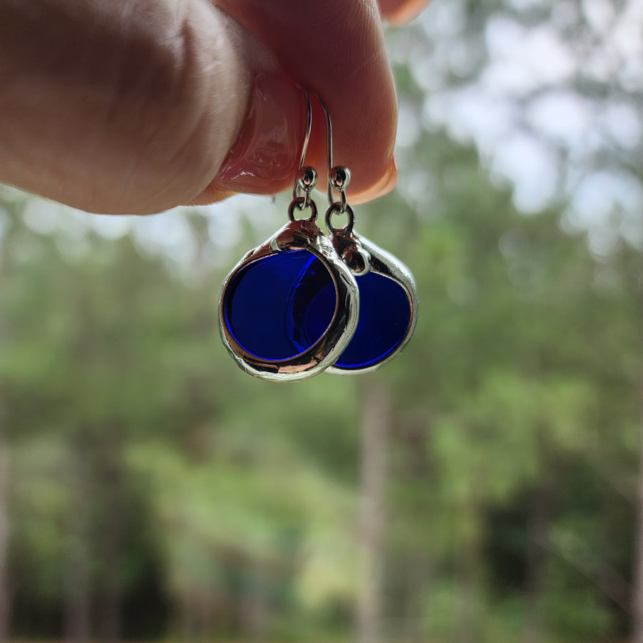 Blue Stained Glass Earrings for Women