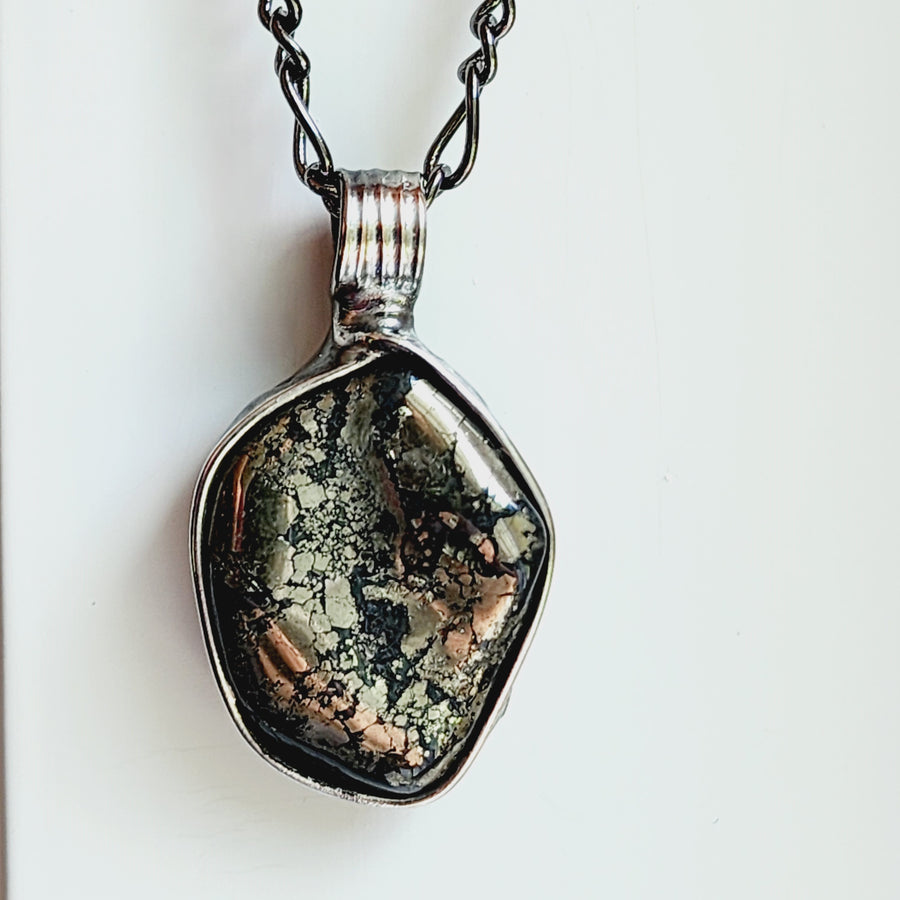 Chunky Polished Pyrite Nugget Pendant Necklace for Men or Women