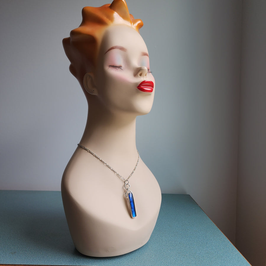 Long Cobalt Blue Labradorite Bar Pendant