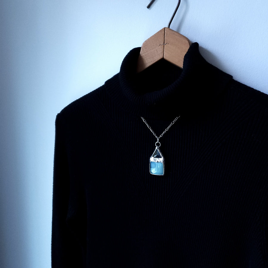 Blue Square Agate with Triangle Bevel - SOLD