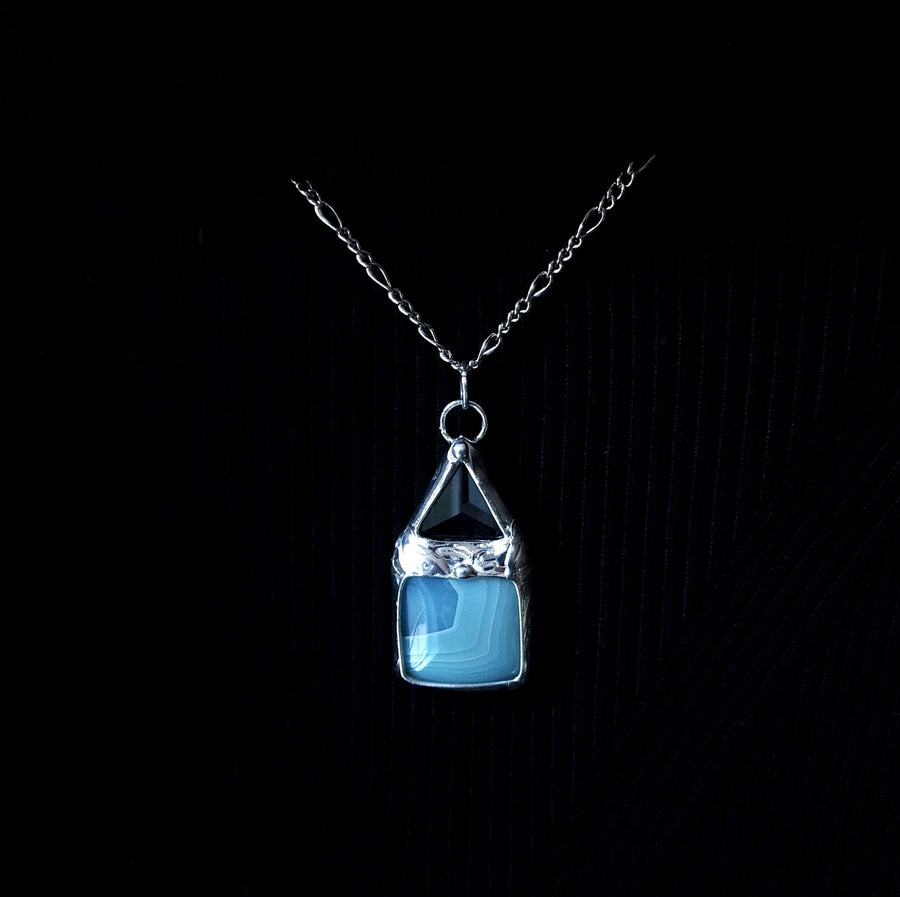 Blue Square Agate with Triangle Bevel - SOLD