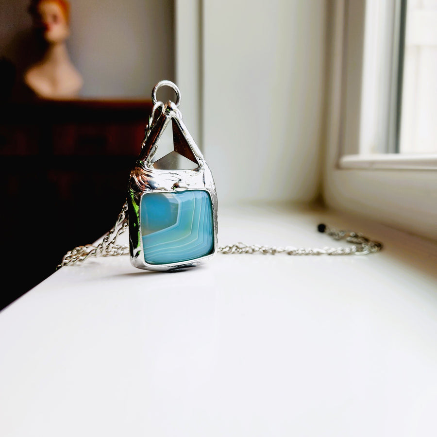 Blue Square Agate with Triangle Bevel - SOLD