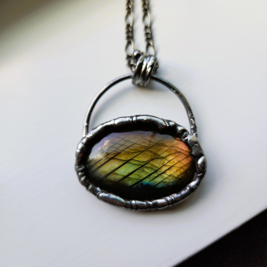 Bold Golden Labradorite Pendant - SOLD