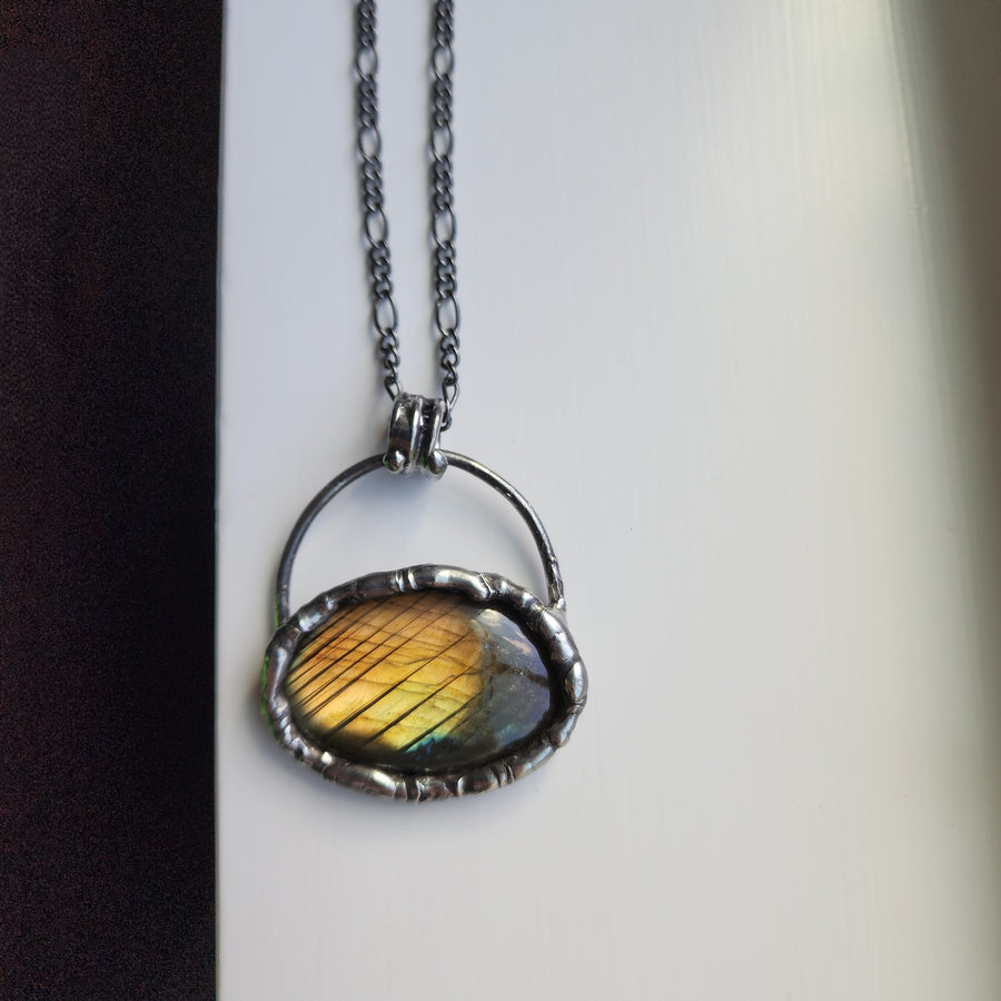 Bold Golden Labradorite Pendant - SOLD