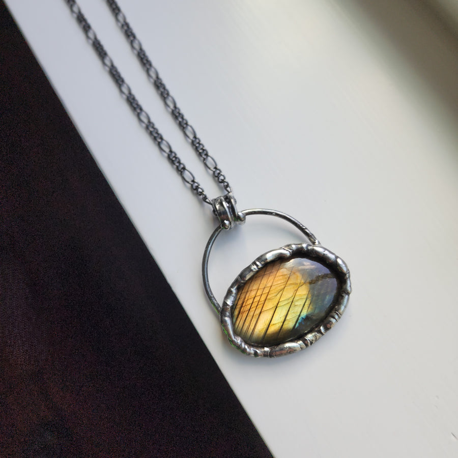 Bold Golden Labradorite Pendant - SOLD