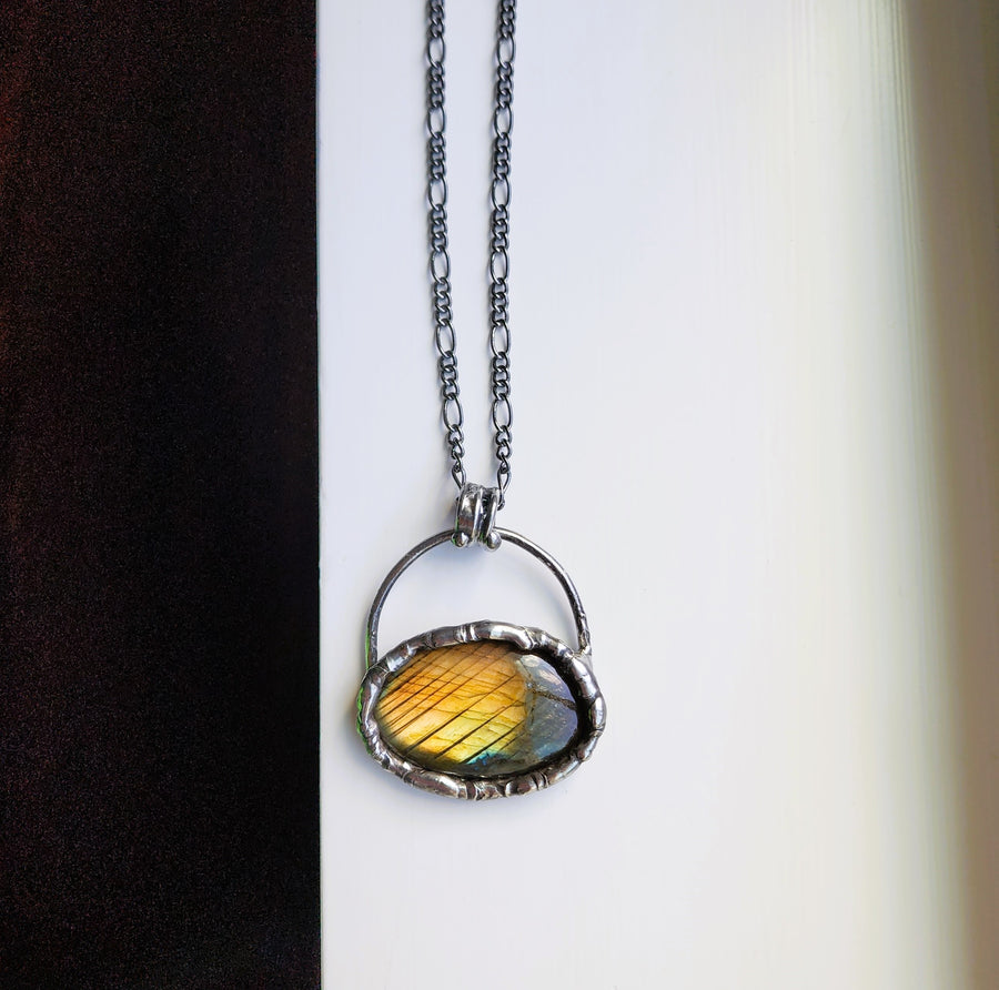 Bold Golden Labradorite Pendant - SOLD