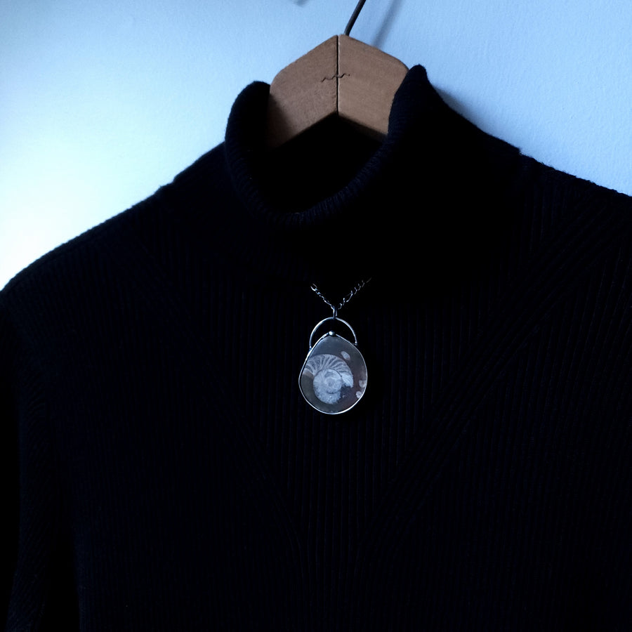 Ammonite Fossil Pendant for Men