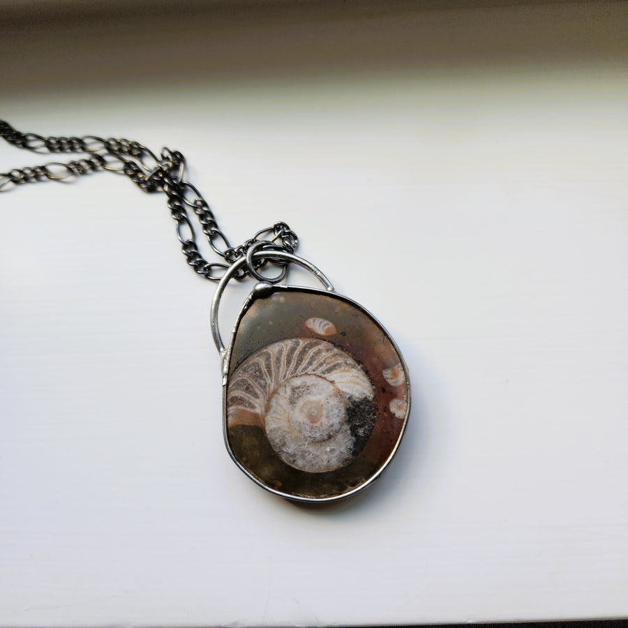 Ammonite Fossil Pendant for Men