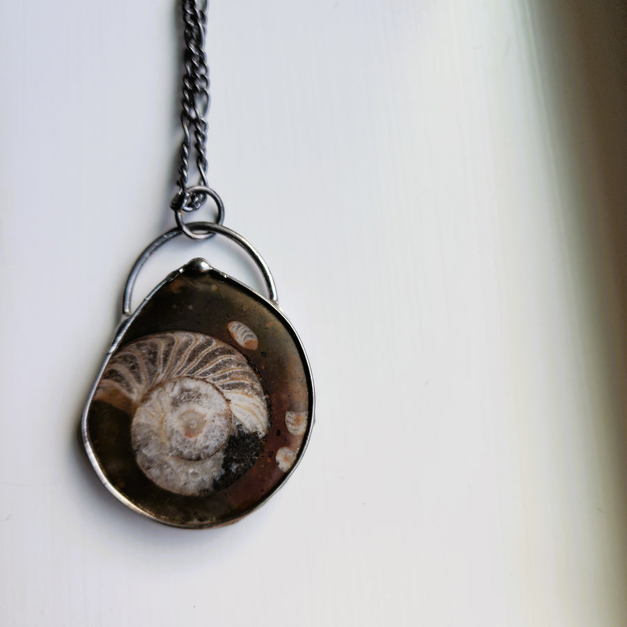 Ammonite Fossil Pendant for Men