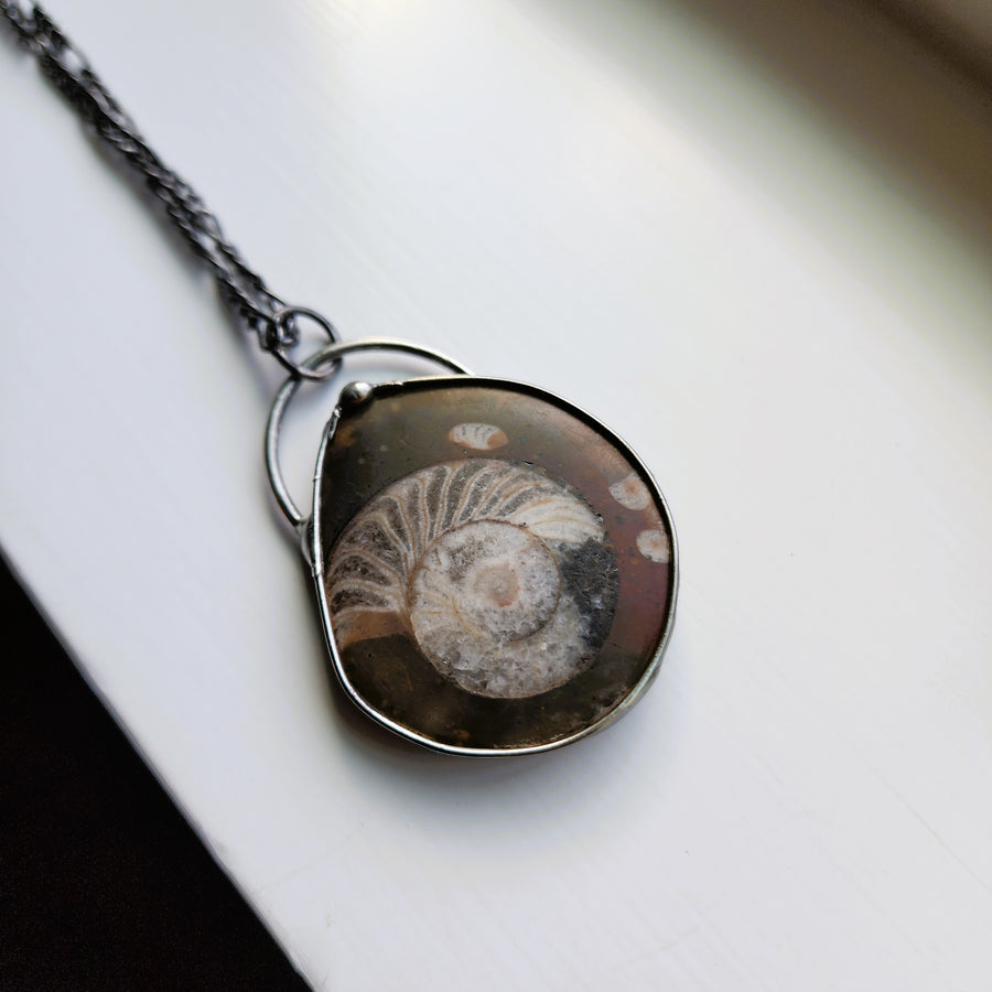 Ammonite Fossil Pendant for Men