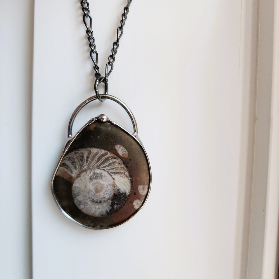 Ammonite Fossil Pendant for Men