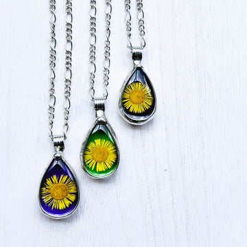 Sunflower on Stained Glass Necklace