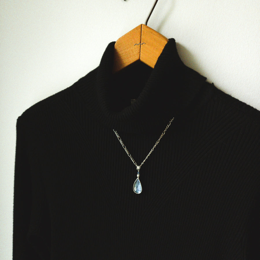 Cobalt Blue Labradorite Pendant with Crystal Bead - SOLD
