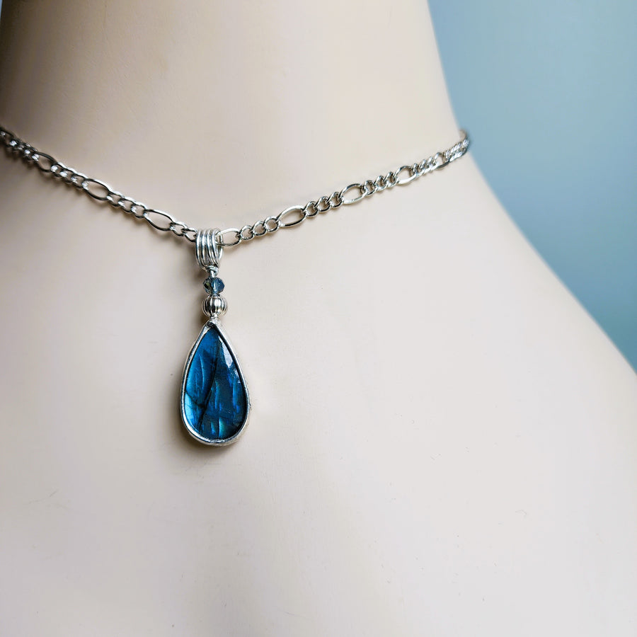 Cobalt Blue Labradorite Pendant with Crystal Bead - SOLD