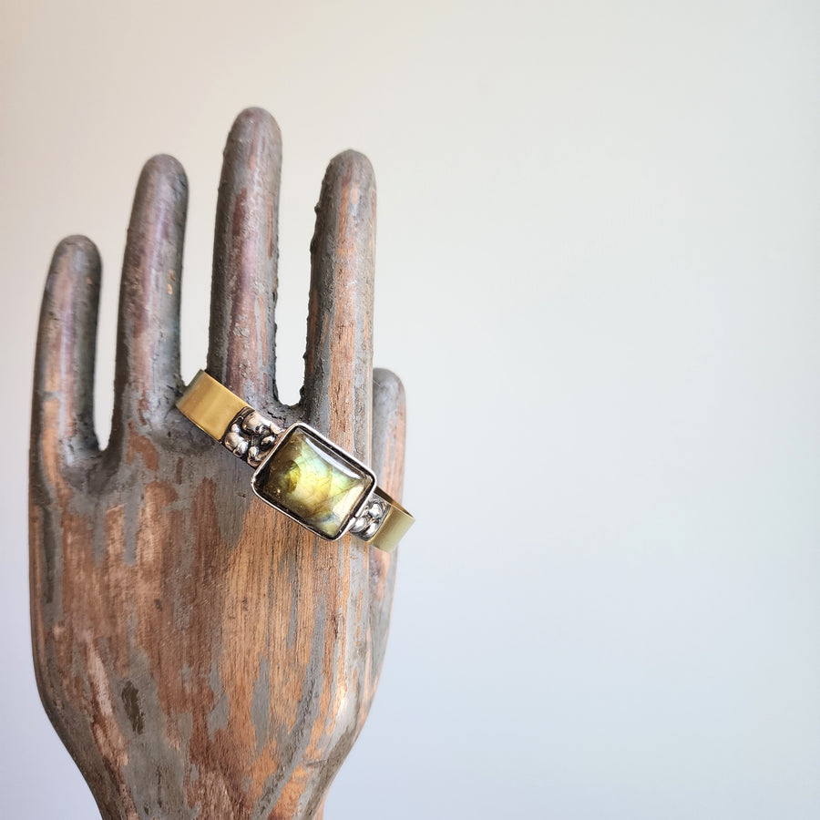 Labradorite and Brass Cuff Bracelet