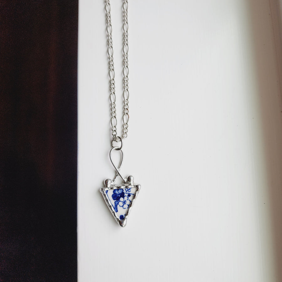 Repurposed Blue & White Porcelain Pendant