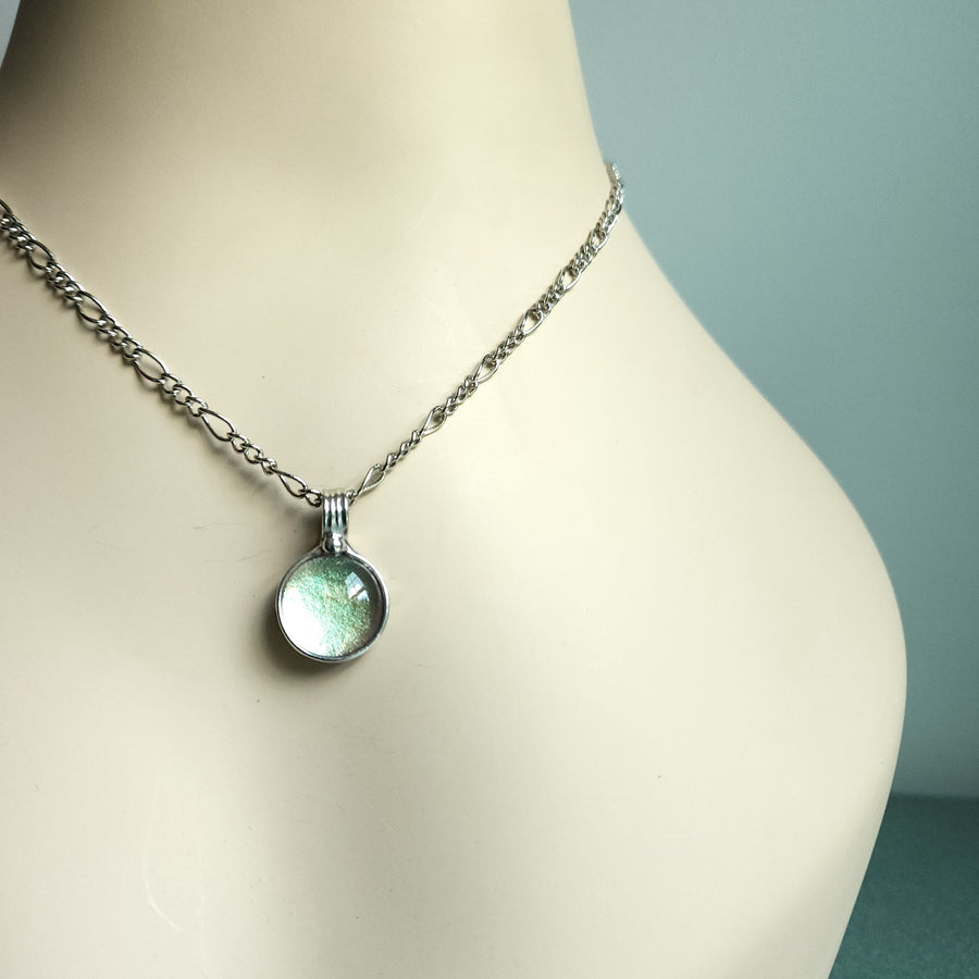 Pink & Green Dichroic Dot Necklace