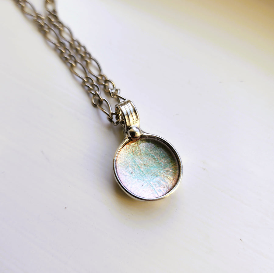Pink & Green Dichroic Dot Necklace
