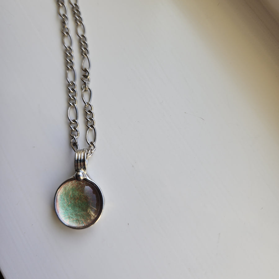 Pink & Green Dichroic Dot Necklace
