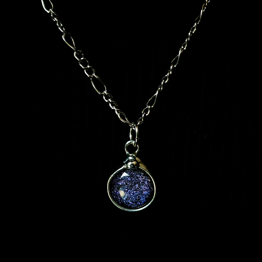 Small Purple Dichroic Fused Glass Pendant Necklace