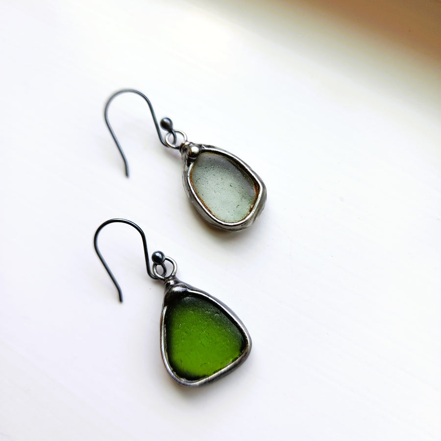 Beach Glass Earrings, Sterling Silver Ear Wires