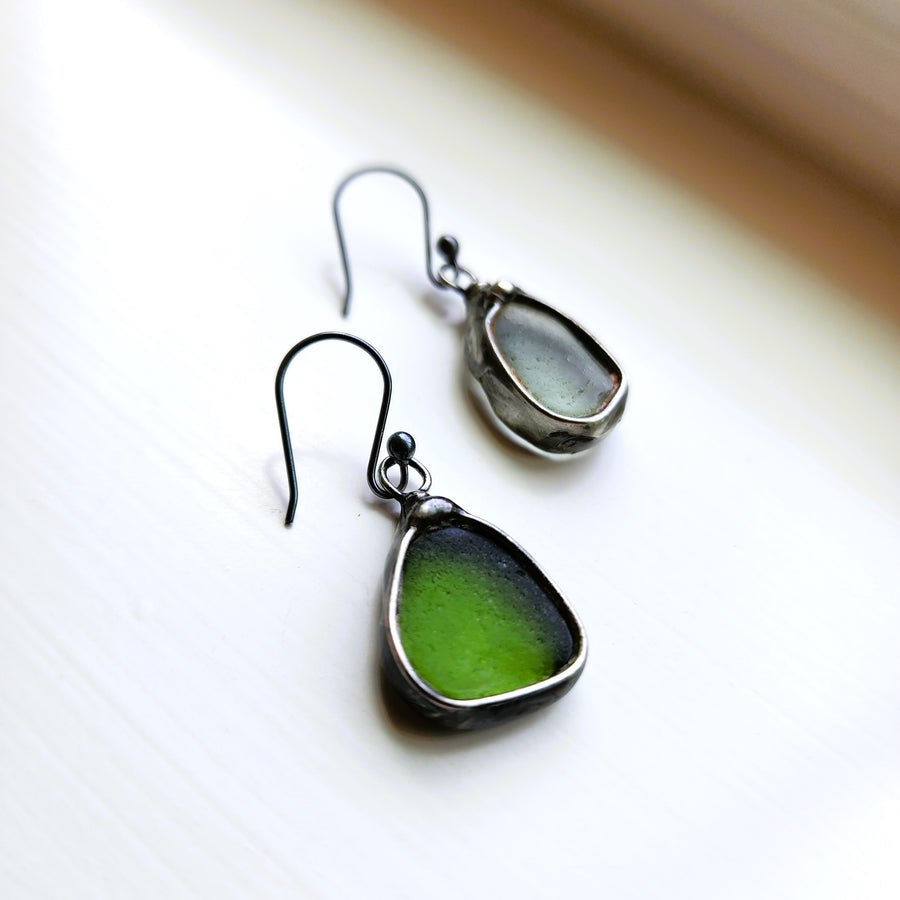 Beach Glass Earrings, Sterling Silver Ear Wires