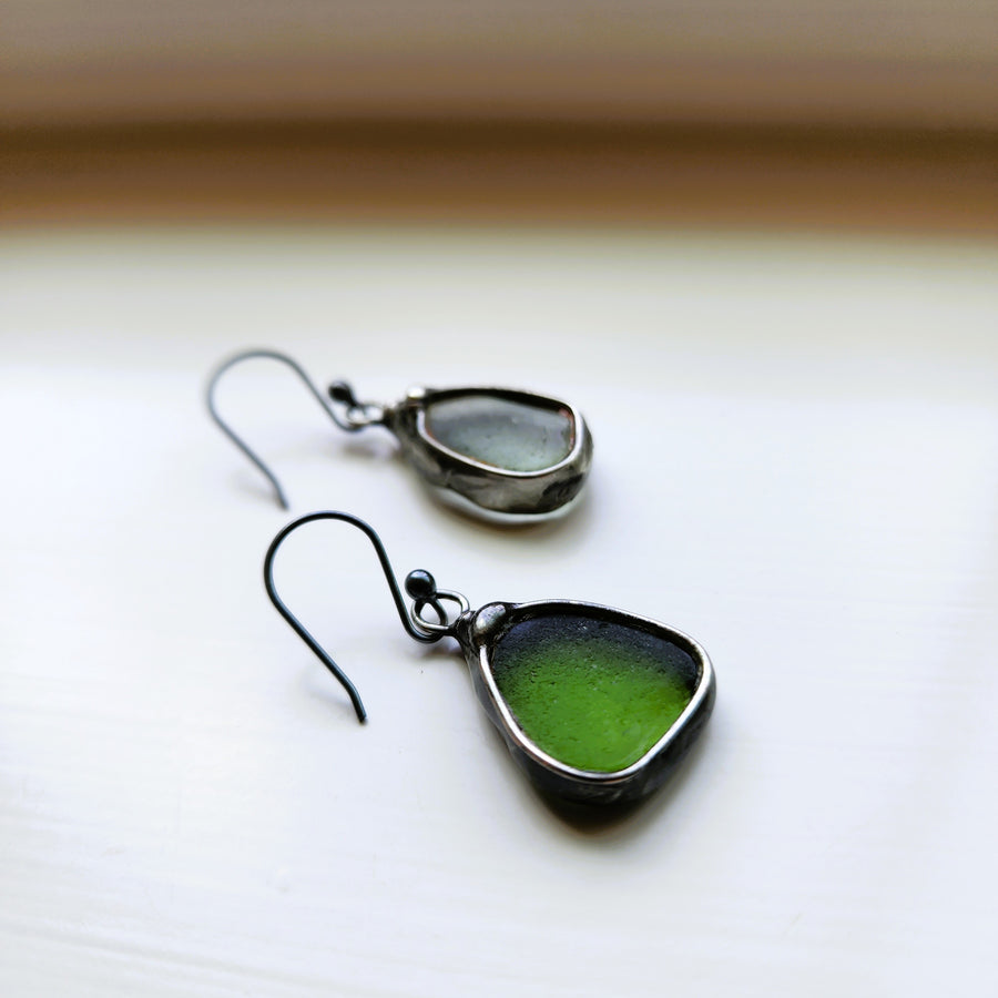 Beach Glass Earrings, Sterling Silver Ear Wires