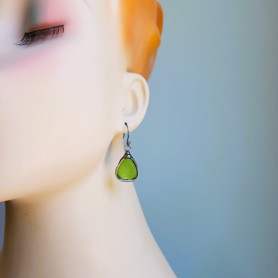 Beach Glass Earrings, Sterling Silver Ear Wires
