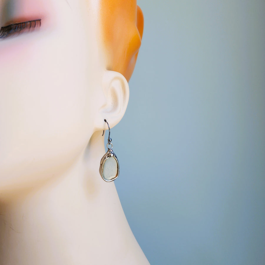 Beach Glass Earrings, Sterling Silver Ear Wires