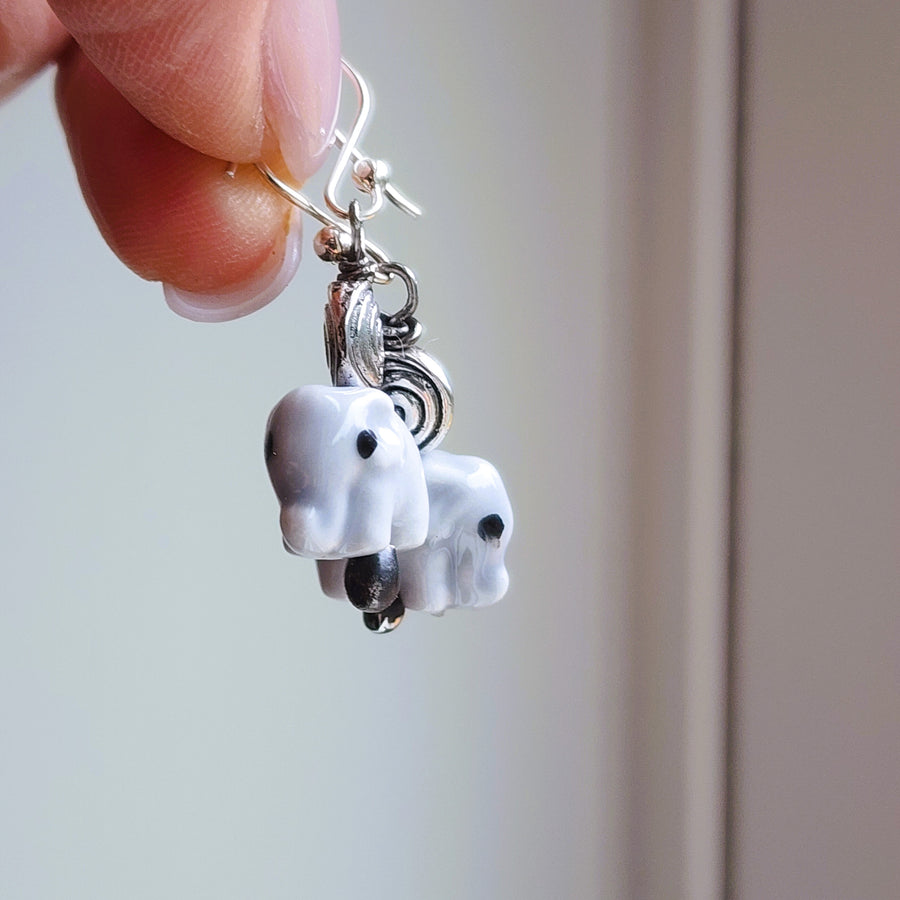 Sisterhood Elephant Earrings, Sterling Silver Ear Wires