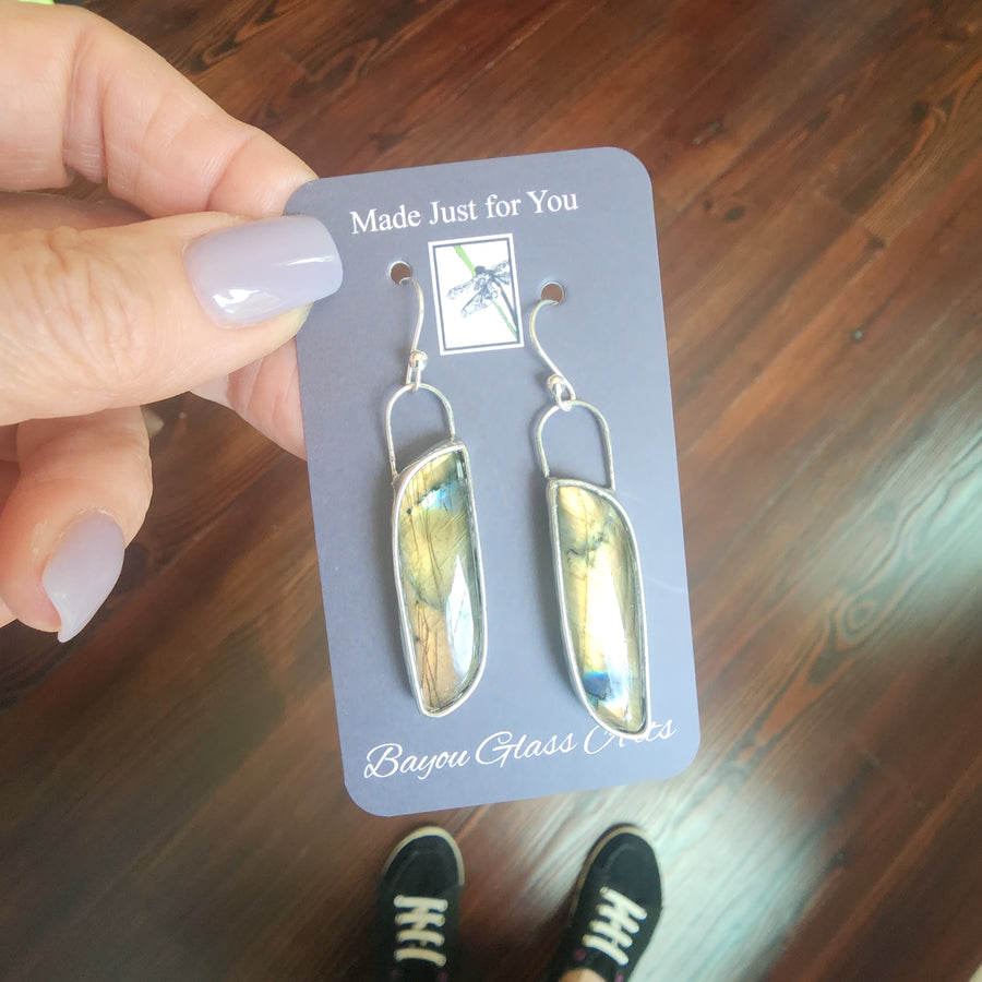 SOLD ~ Flashy Golden Labradorite Earrings