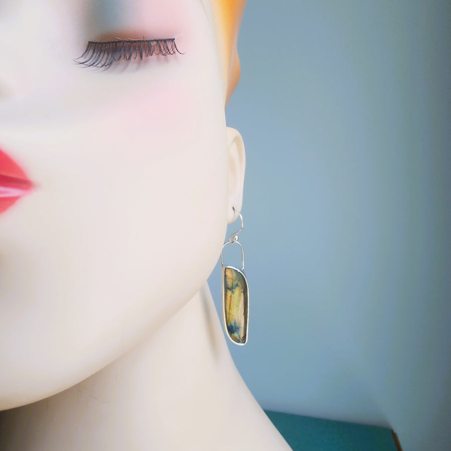 SOLD ~ Flashy Golden Labradorite Earrings