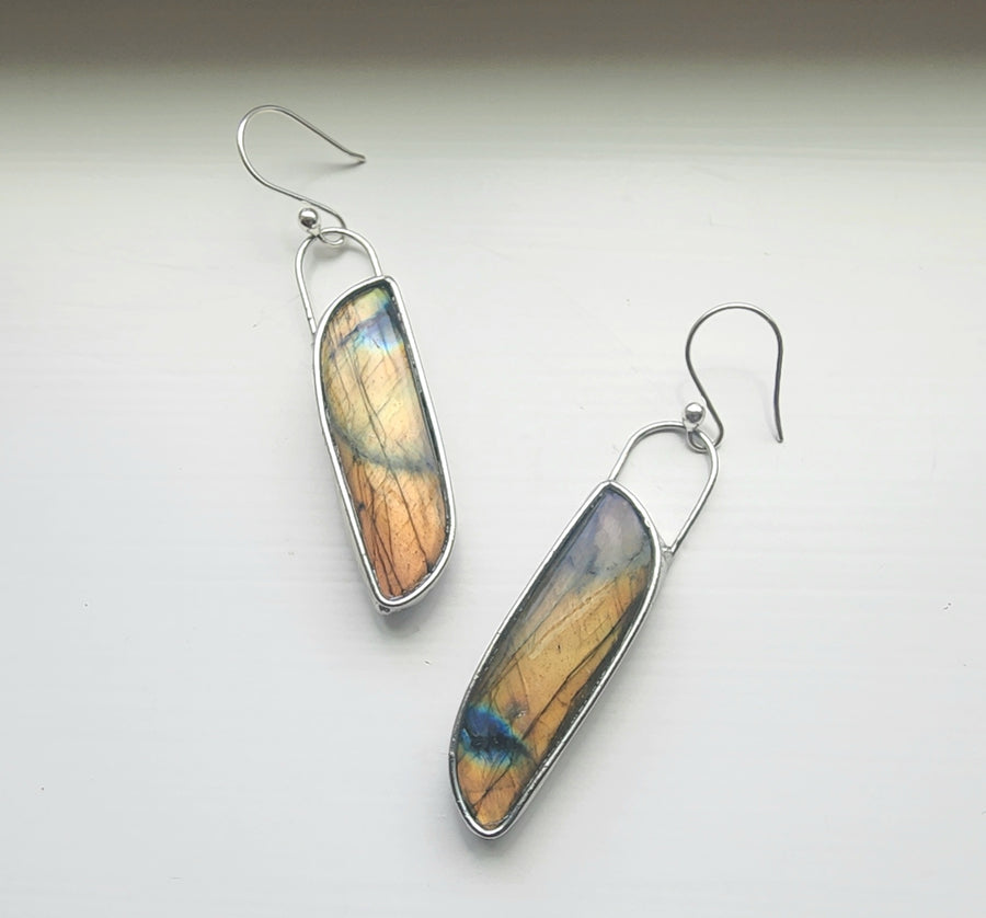 SOLD ~ Flashy Golden Labradorite Earrings